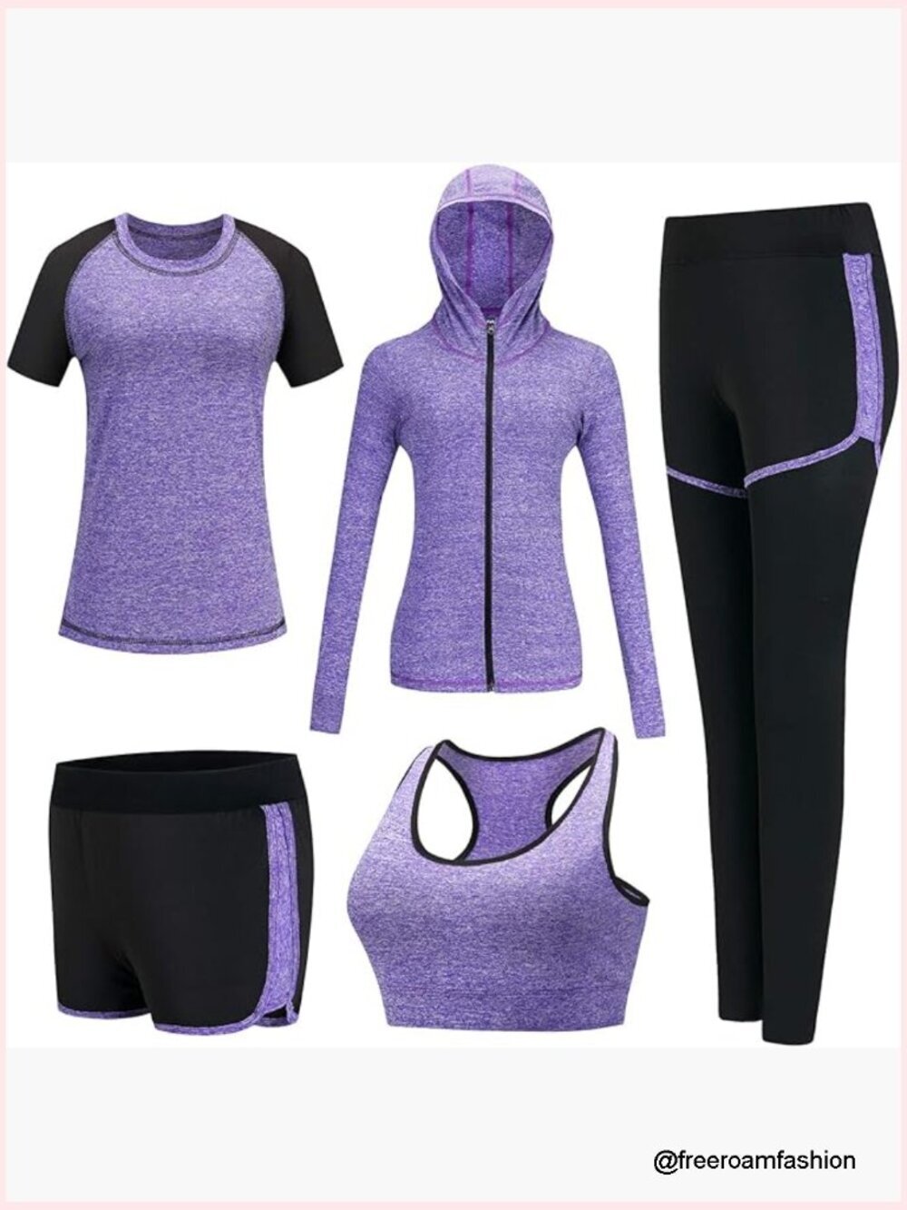 5pc Women's Workout Outfit Set Yoga Gym Activewear Tracksuit